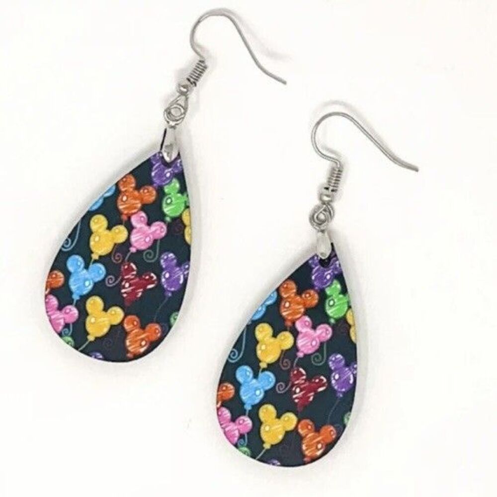 Mickey Balloon Dangle Pierced Earrings Disney Dooney & Burke Silver Tone DD & B